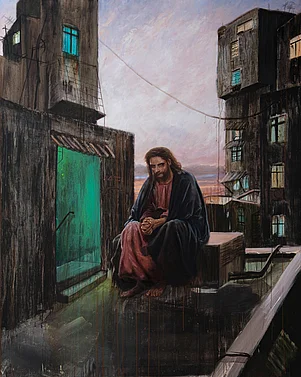 Jesus | 200x160cm | 2020 | acrylic, oil & egg-tempera on linen